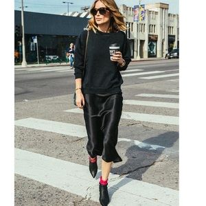 & Other Stories Black Satin Midi Skirt